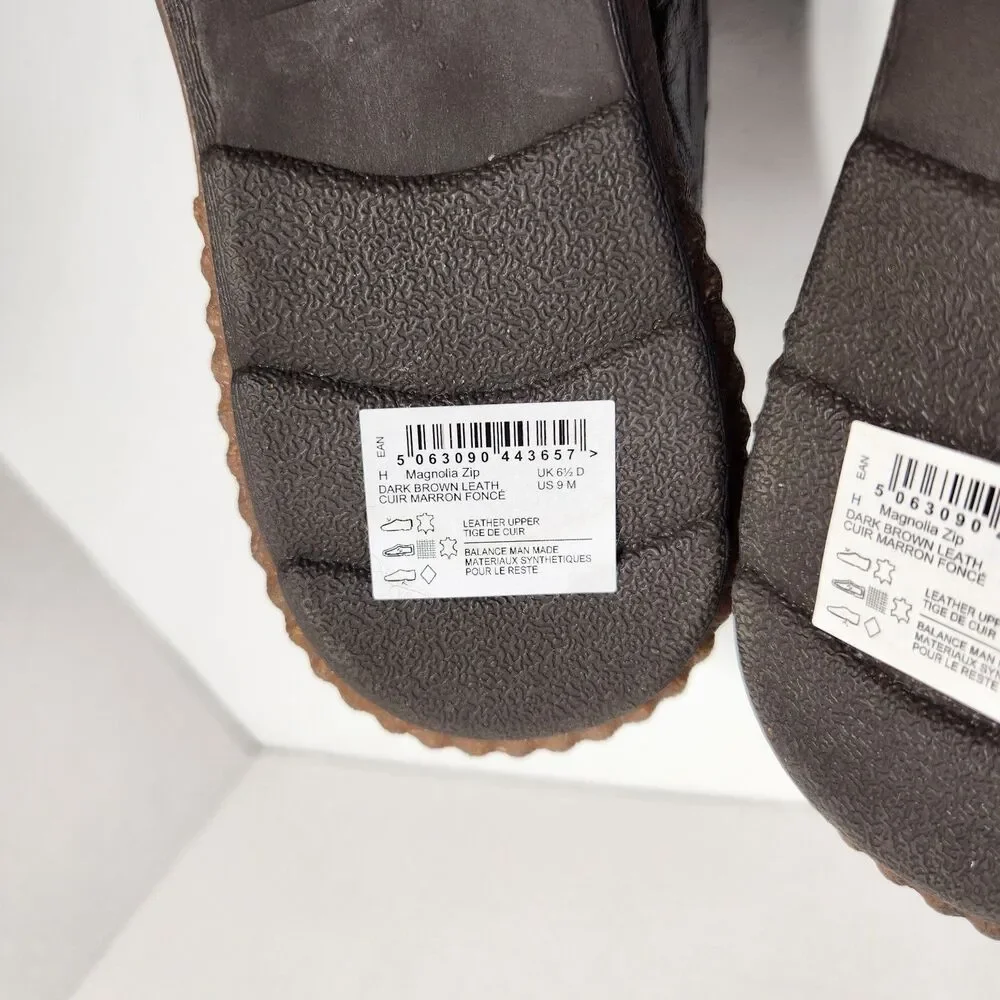 Clarks Magnolia Slip-On Size 9 Zip Closure Comfort Shoe Leather Dark Brown